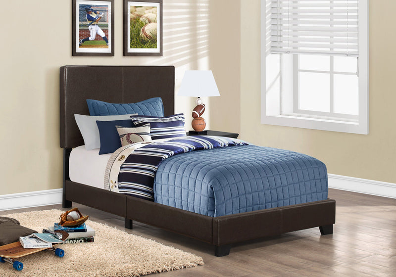 Bed - Twin Size / Dark Brown Leather-Look - I 5910T
