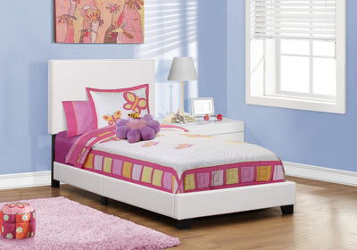 Bed - Twin Size / White Leather-Look - I 5911T