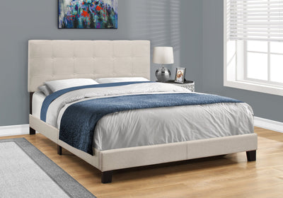 Bed - Queen Size / Beige Linen - I 5921Q