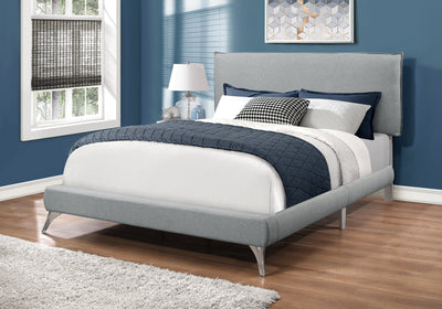 Bed - Queen Size / Grey Linen With Chrome Legs - I 5950Q