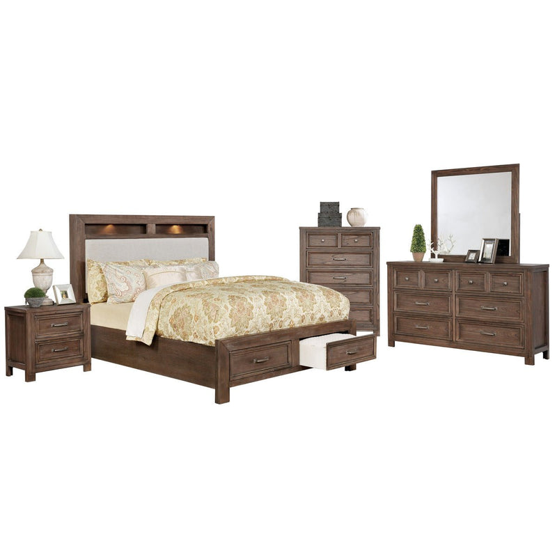 Darcy Queen Storage Bed with Upholstered Headboard & LED Lights - MA-1700Q