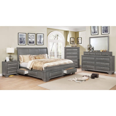 Grey king size bed with storage