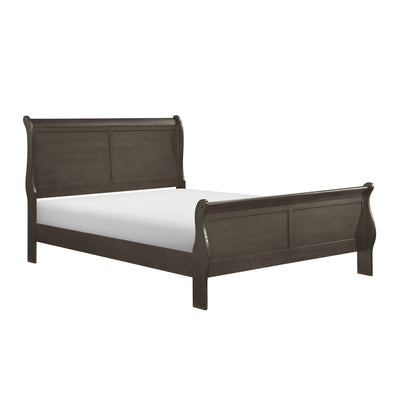King Size Grey Finish Wooden Sleigh Bed - MA-2147KSG-CL