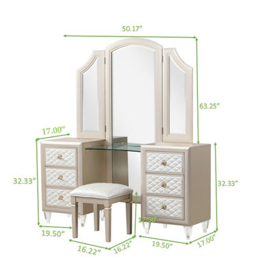 Tiffany Vanity Bedroom Set - ME-1311-5PCSV-K