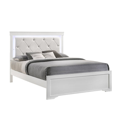Brooklyn White Collection Double Platform Bed - ME-BrooklynW-D