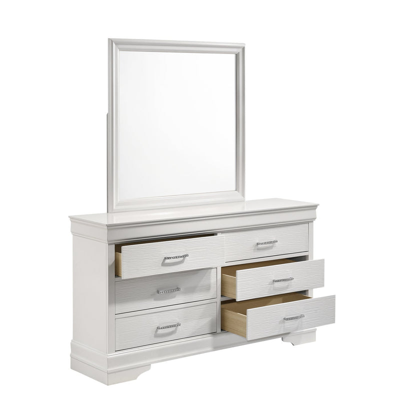 Brooklyn White Collection Dresser/Mirror - ME-BrooklynW-DM