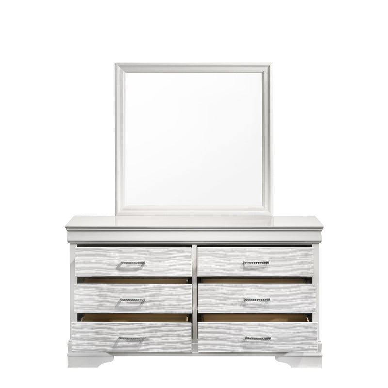 Brooklyn White Collection Dresser/Mirror - ME-BrooklynW-DM