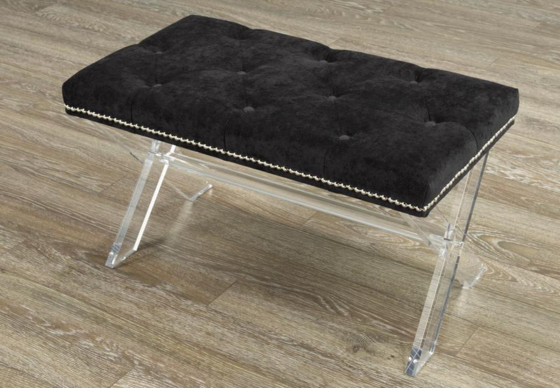 Accent Bench in X-Style Acrylic Legs with Buttons or Crystals Inlays - R-886