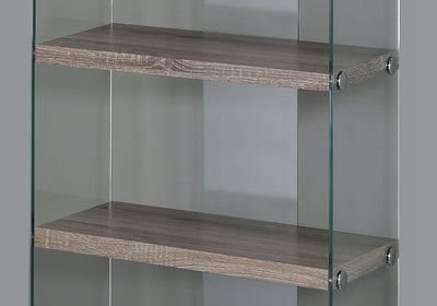 Bookcase - 60"H / Dark Taupe With Tempered Glass - I 3060