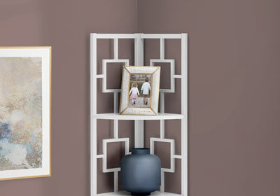 Bookcase - 62"H / White / White Metal Corner Etagere - I 3613