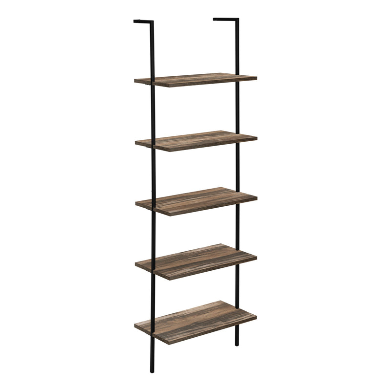Bookcase - 72"H Ladder Brown Reclaimed / Black Metal - I 3680