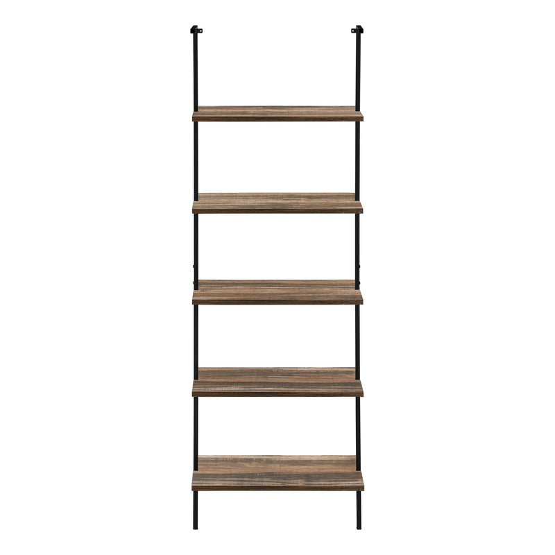 Bookcase - 72"H Ladder Brown Reclaimed / Black Metal - I 3680
