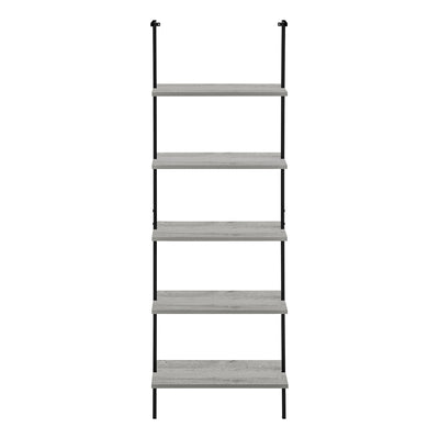 Bookcase - 72"H Ladder Grey / Black Metal - I 3681