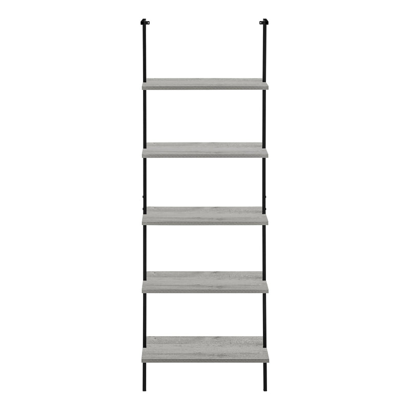 Bookcase - 72"H Ladder Grey / Black Metal - I 3681