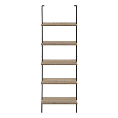 Bookcase - 72"H Ladder Dark Taupe / Black Metal - I 3682