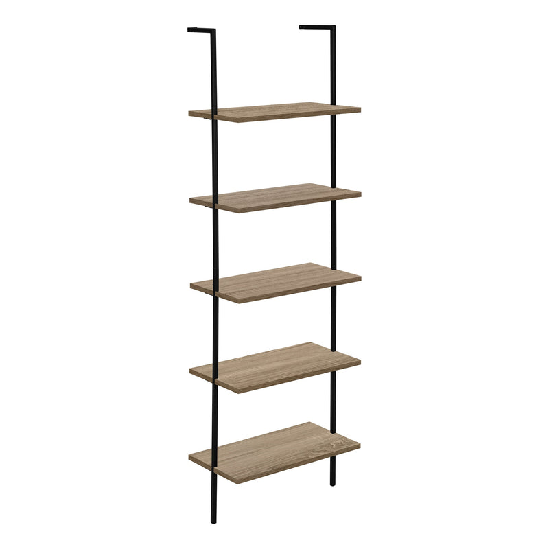 Bookcase - 72"H Ladder Dark Taupe / Black Metal - I 3682