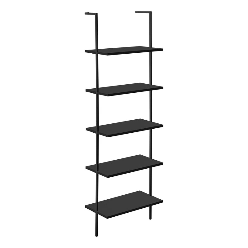 Bookcase - 72"H Ladder Black / Black Metal - I 3683