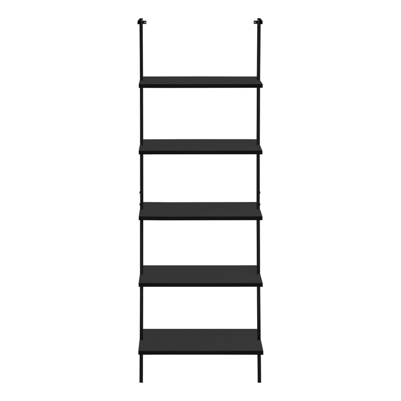 Bookcase - 72"H Ladder Black / Black Metal - I 3683