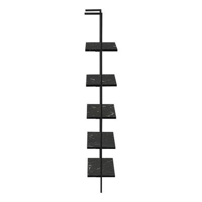 Bookcase - 72"H Ladder Black Marble / Black Metal - I 3684