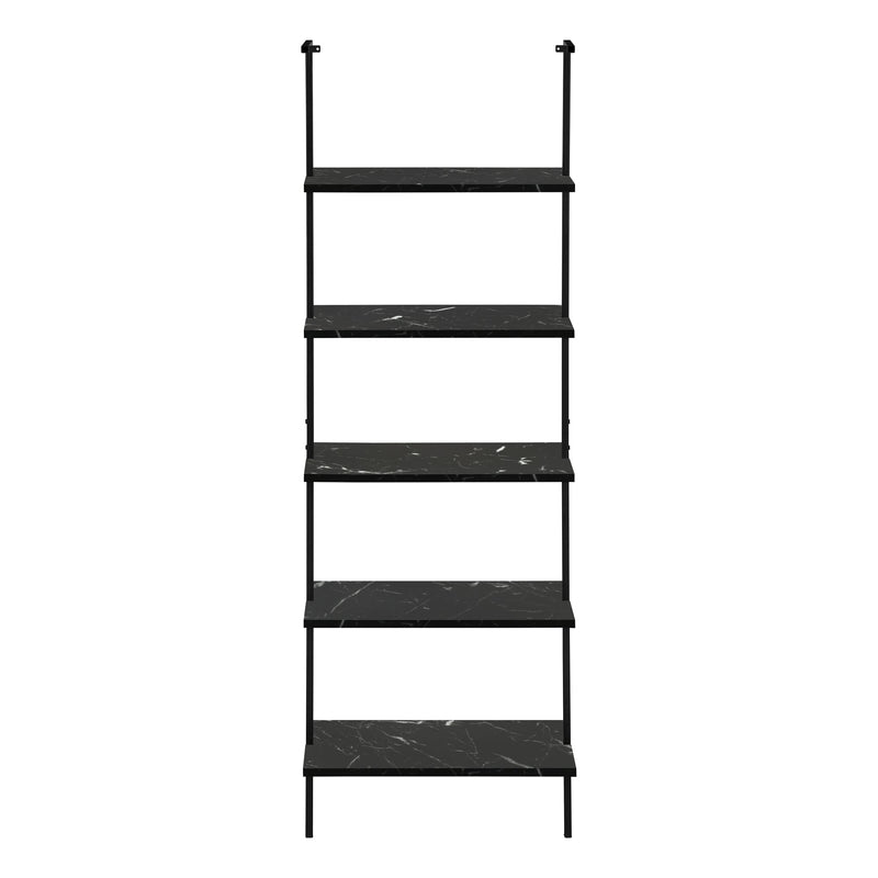 Bookcase - 72"H Ladder Black Marble / Black Metal - I 3684