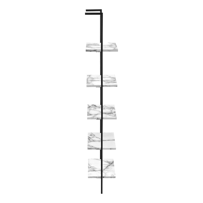 Bookcase - 72"H Ladder White Marble / Black Metal - I 3685