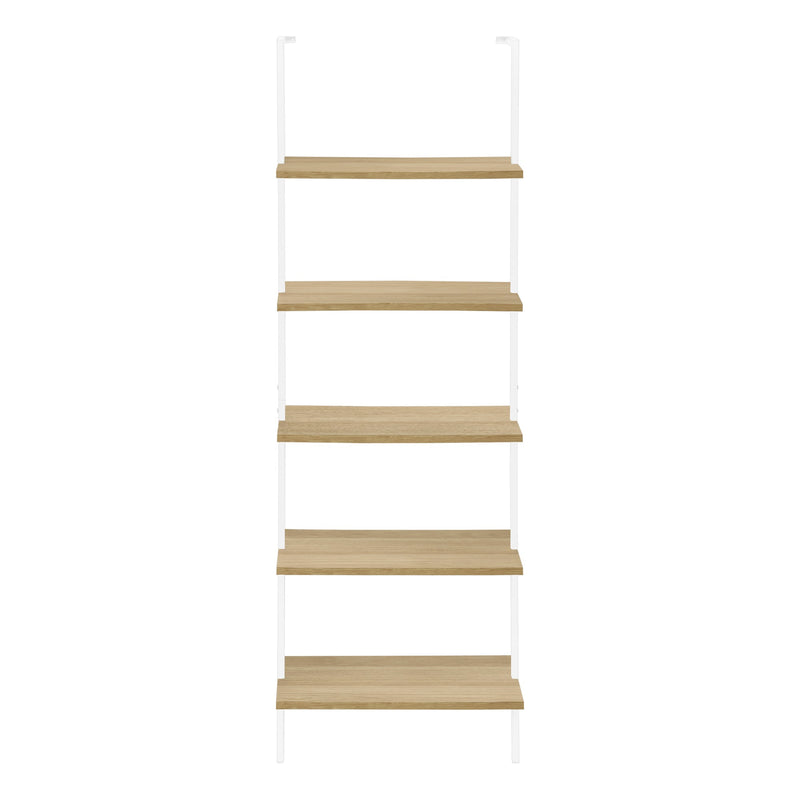 Bookcase - 72"H Ladder Natural / White Metal - I 3686