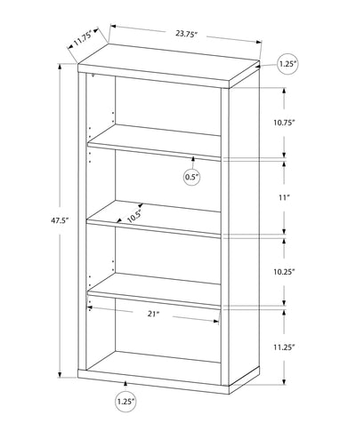 Bookcase - 48"H / Black / Grey With Adjustable Shelves - I 7407