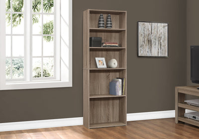 Bookcase - 72"H / Dark Taupe With 5 Shelves - I 7468