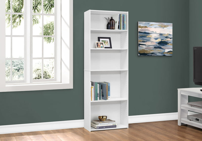 Bookcase - 72"H / White With 5 Shelves - I 7470