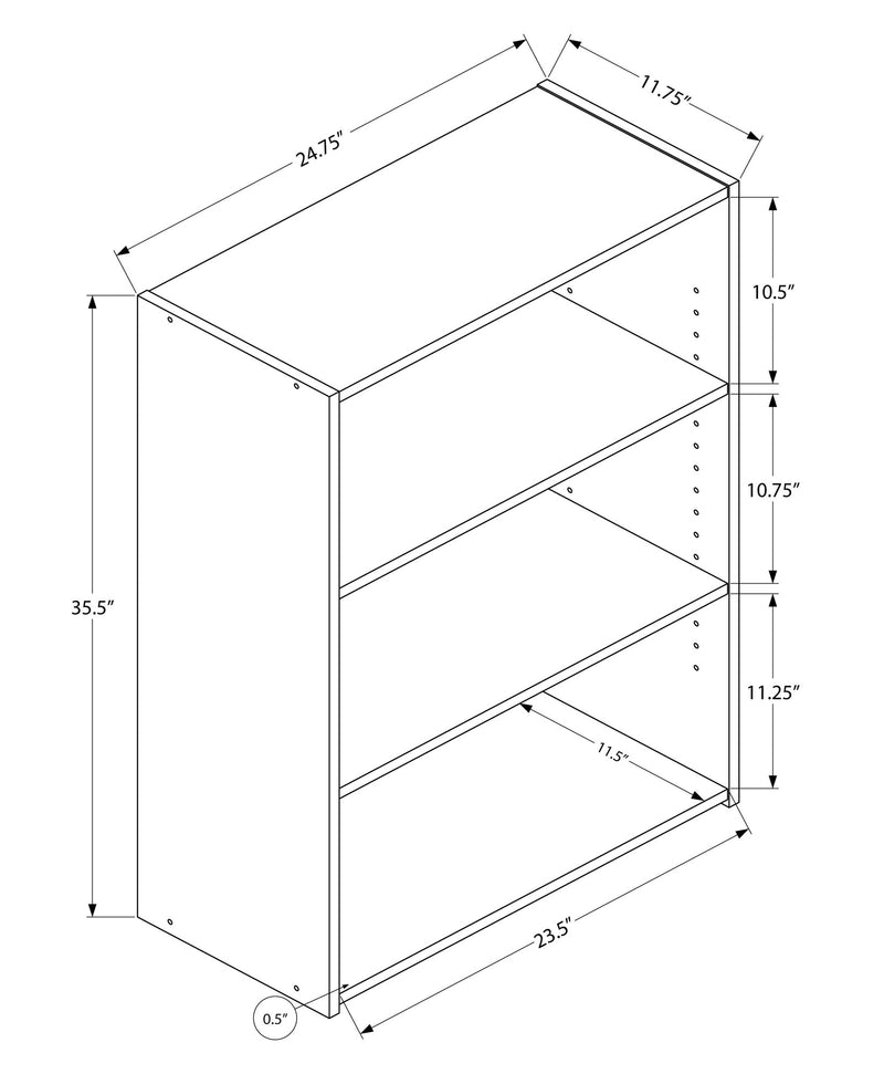 Bookcase - 36"H / Cappuccino With 3 Shelves - I 7476