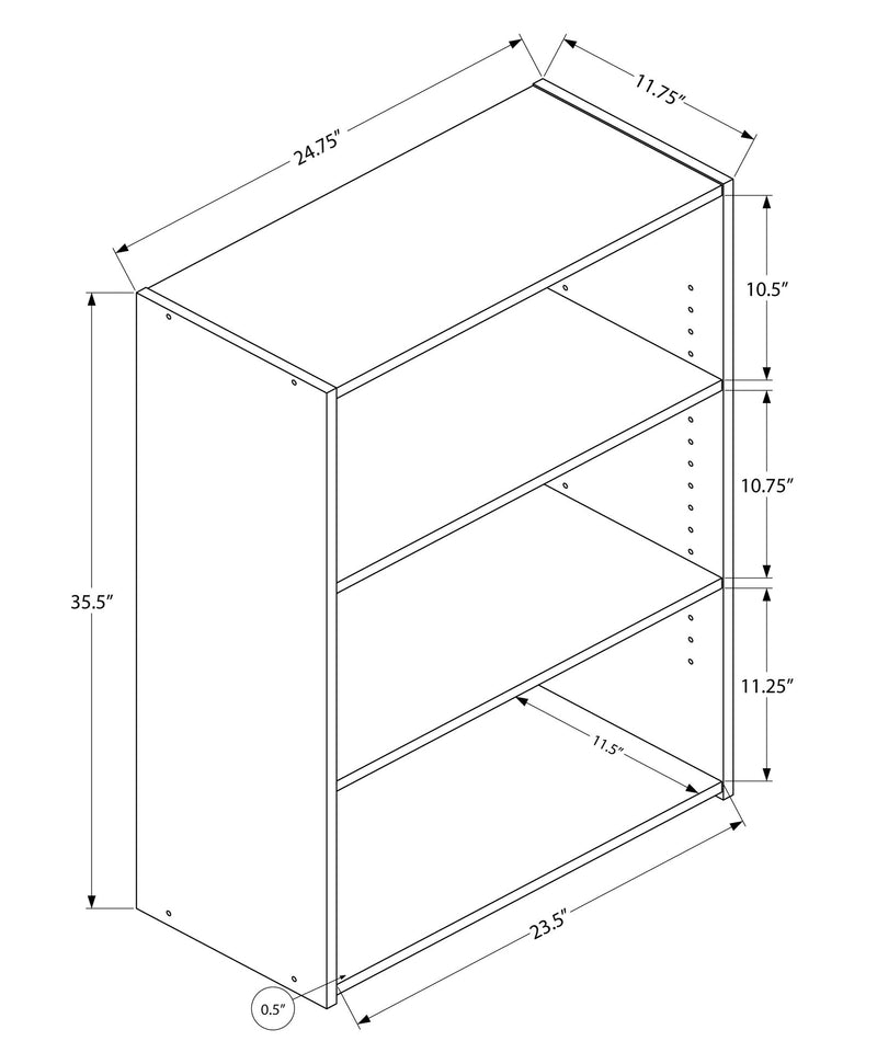 Bookcase - 36"H / Grey With 3 Shelves - I 7478