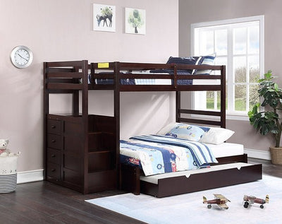 Espresso Staircase Single Over Double Bunk Bed - IF-B-1890+EK