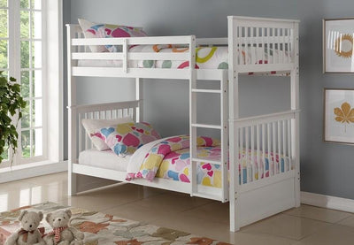 White Solid Wood Twin/Twin Mission Bunkbed Split-able - IF-B-121-W