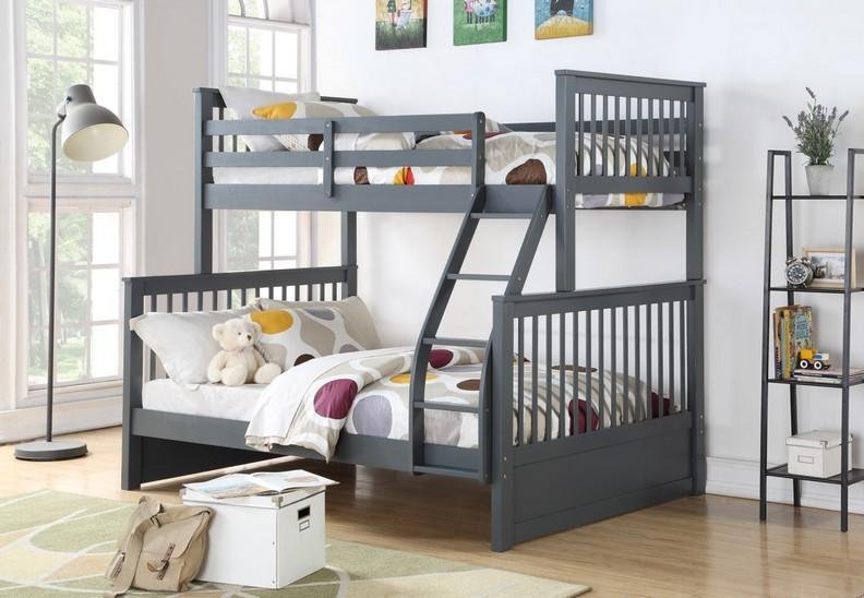 Grey Solid Wood Single/Double Bunk Bed Split-able - IF-B-122-G