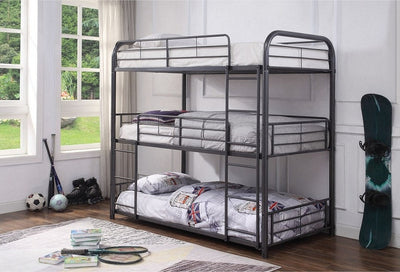 Triple/Triple Twin Size Grey Metal Bunk Bed - IF-B-504