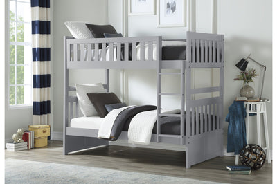 Grey Twin/Twin Solid Wood Bunkbed with Bedroom Furniture Options - MA-B2063