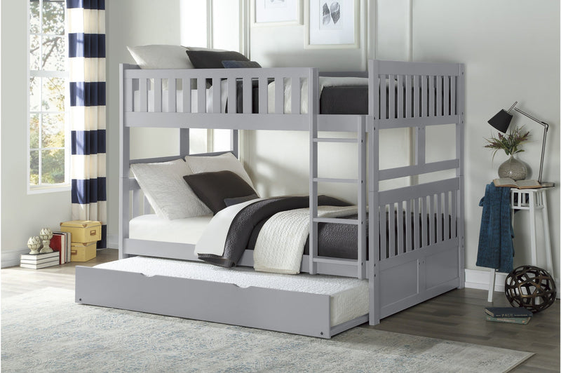 Double/Double Solid Wood Bunkbed with Bedroom Furniture Options - MA-B2063FF+MA-B2063-R