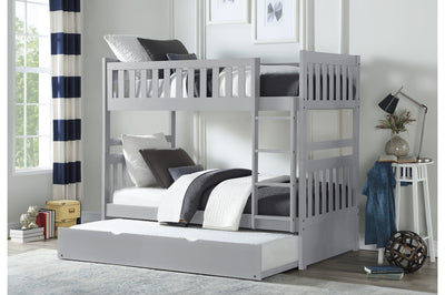 Grey Twin/Twin Solid Wood Bunkbed with Bedroom Furniture Options - MA-B2063+MA-B2063-R