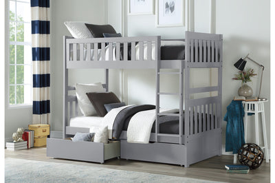 Grey Twin/Twin Solid Wood Bunkbed with Bedroom Furniture Options - MA-B2063+MA-B2063-T