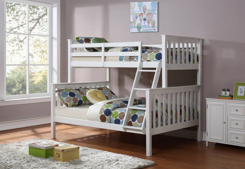 White Twin / Double Solid Wood Bunk Bed - T-2501W/ IF-B-102W