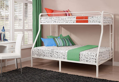 White Twin over Double Bunk Bed - Durable Steel Framing - T-2820B/IF-B-501-B