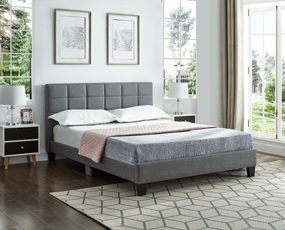 Modern Grey Fabric Platform Bed