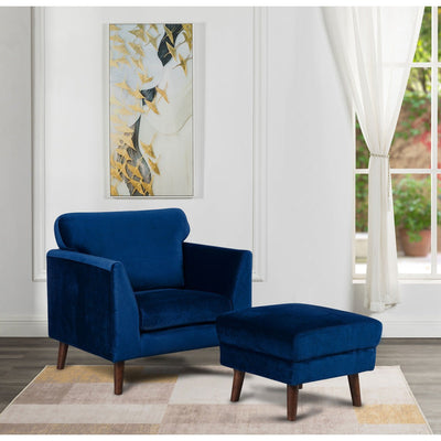 Tolley Collection Blue Velvet Fabric Chair - MA-9338BU-1