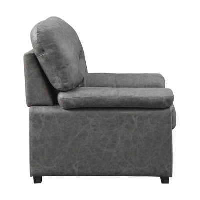 Dark grey microfiber chair side view