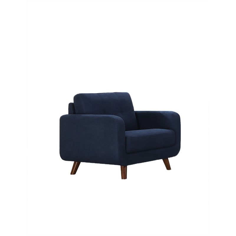 blue tufted chair