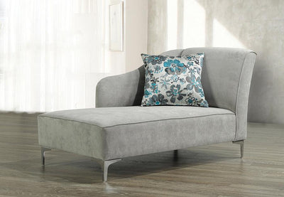 Swooping Velvet-Style Fabric Bench with Chrome Legs and matching accent pillow - R-850