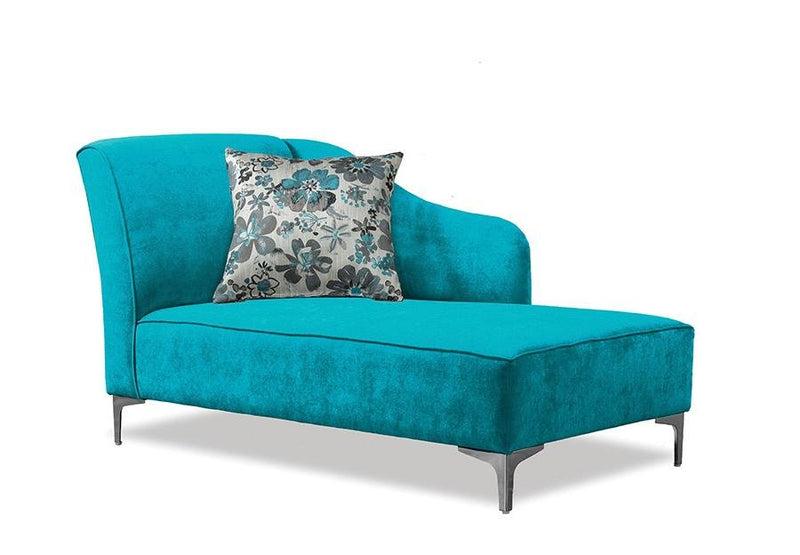 Swooping Velvet-Style Fabric Bench with Chrome Legs and matching accent pillow - R-851