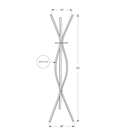 Coat Rack - 72"H / Silver Metal Contemporary Style - I 2015