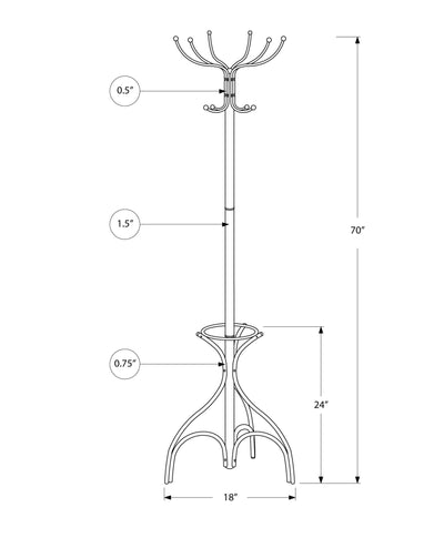 Coat Rack - 70"H / White Metal With An Umbrella Holder - I 2030