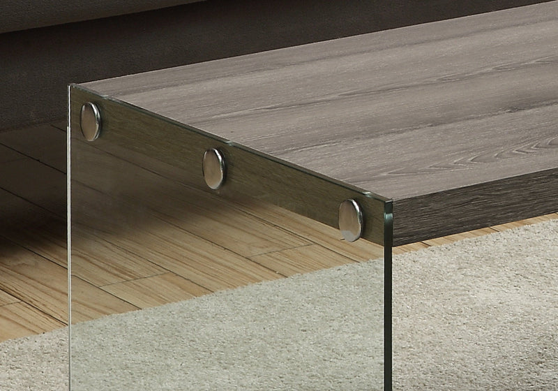 Coffee Table - Dark Taupe With Tempered Glass - I 3054